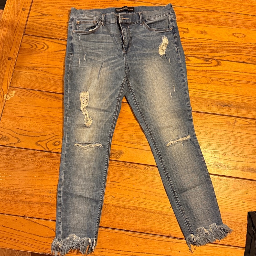 Express Distressed Blue Jeggings